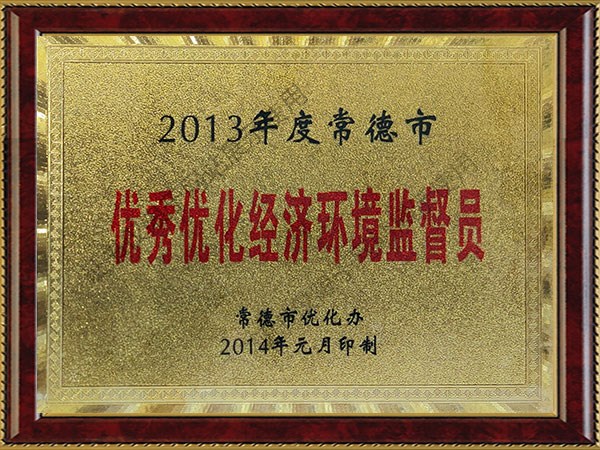 2013年度常德市優秀優化經濟環境監督員